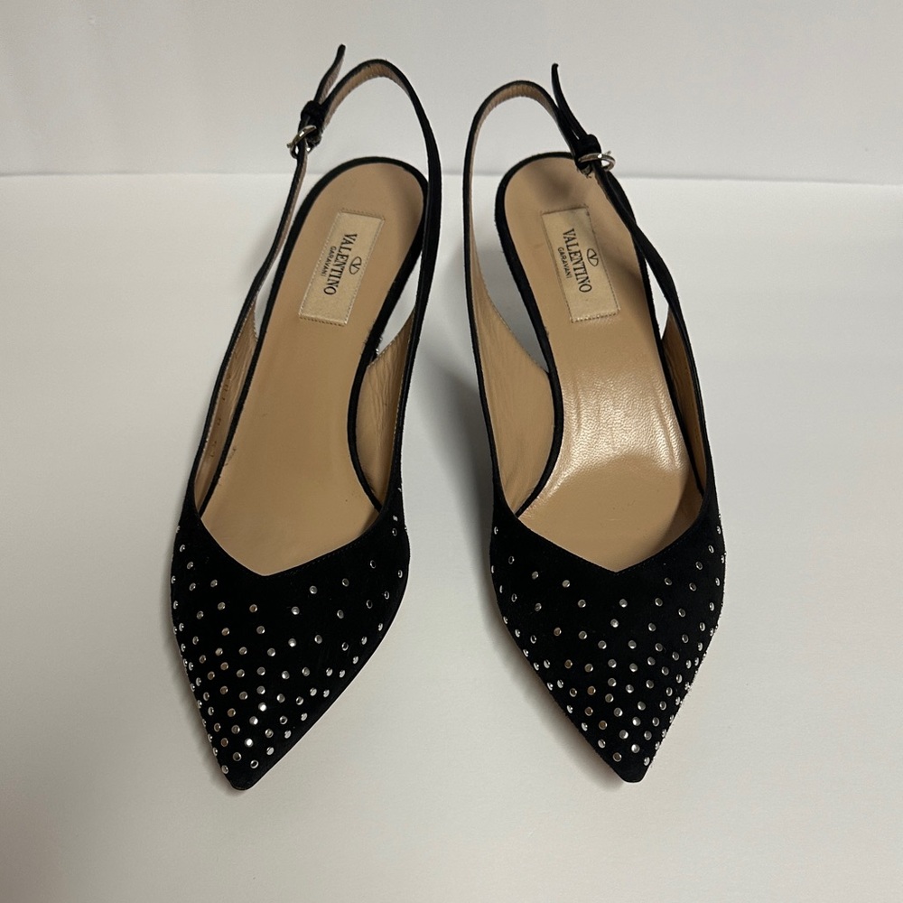 Valentino Black Studded Slingback Heels